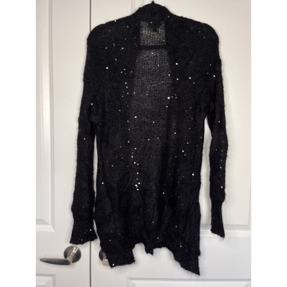 Express Y2K Sequin Black Cardigan Sweater Size M Wool Angora Blend - Picture 5 of 5